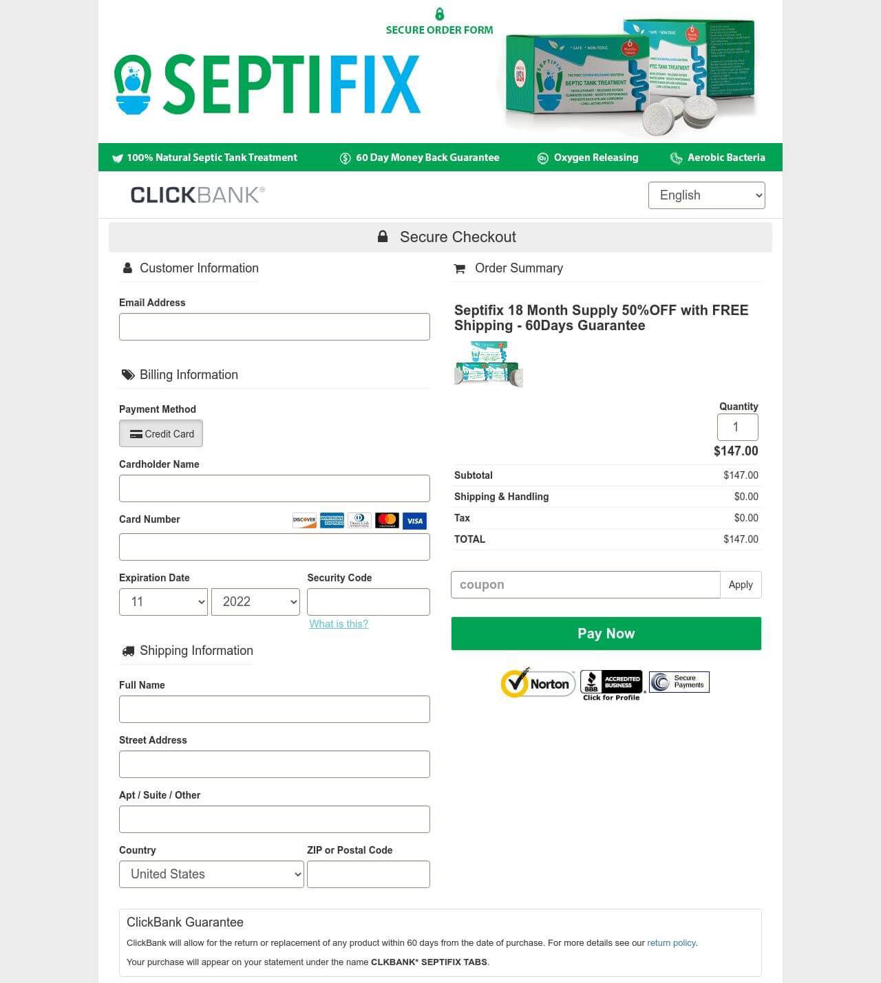 Septifix order page